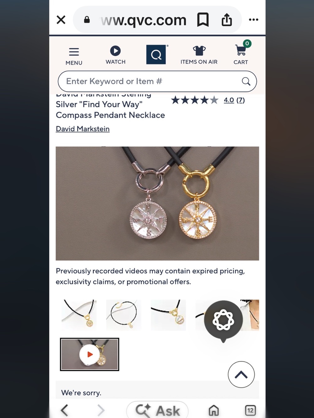 David Markstein “Find your Way” Compass Pendant Necklace with Black Leather cord - Picture 8 of 14